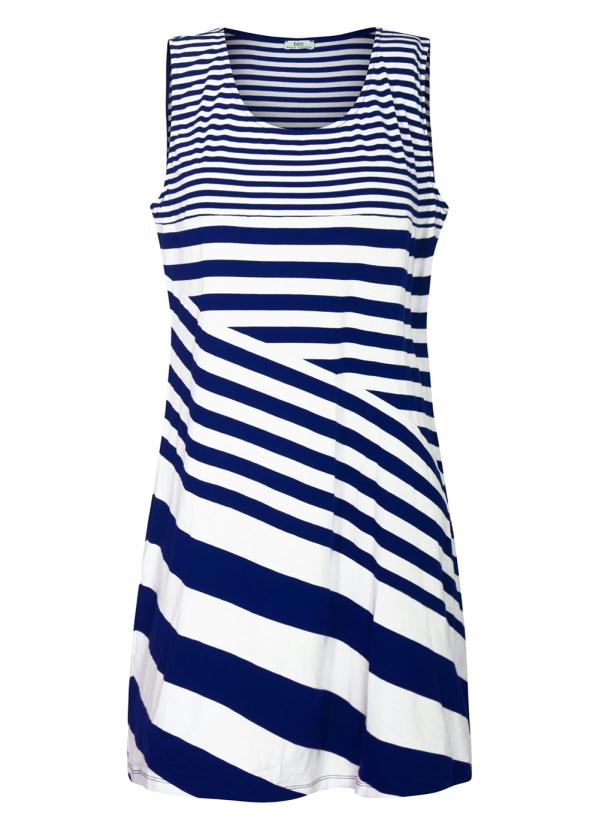 Outlet - Vestido Listrado Listrado Marinho/Branco 2