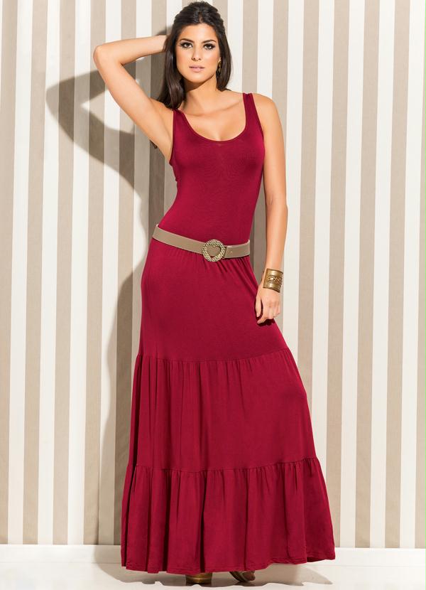 Quintess - Vestido Longo Bordô