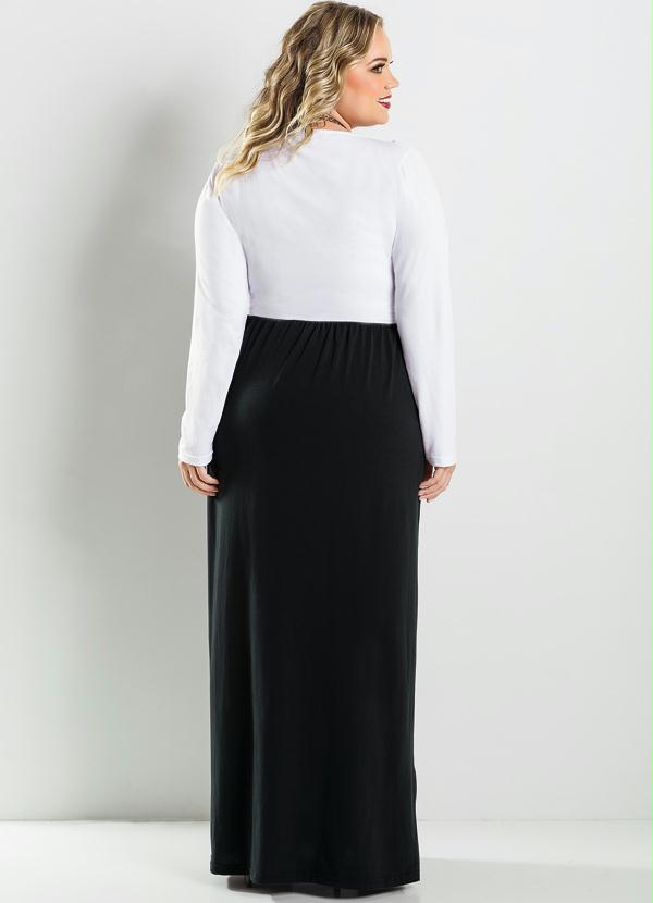 Marguerite - Vestido Longo Branco e Preto Plus Size 2
