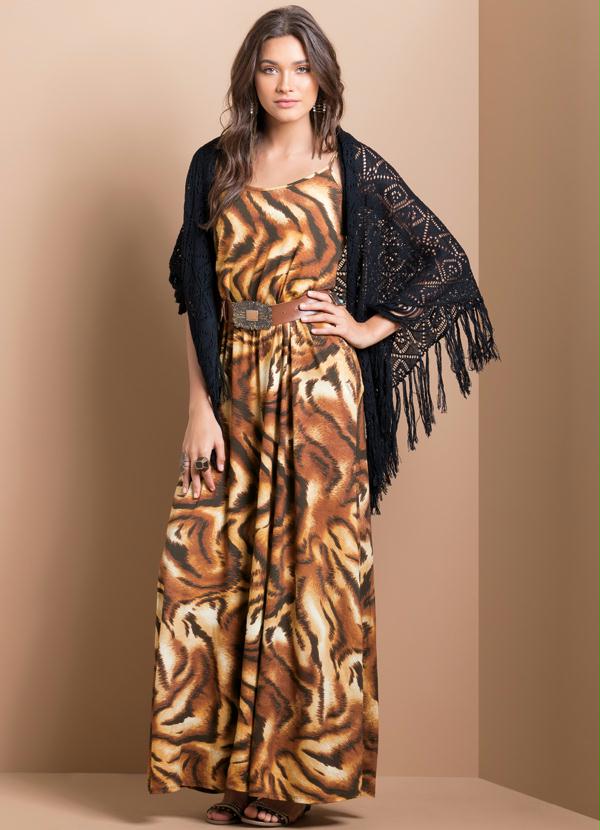 Quintess - Vestido Longo de Alça Animal Print 3