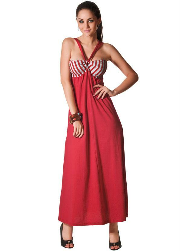 vestido longo de malha vermelho