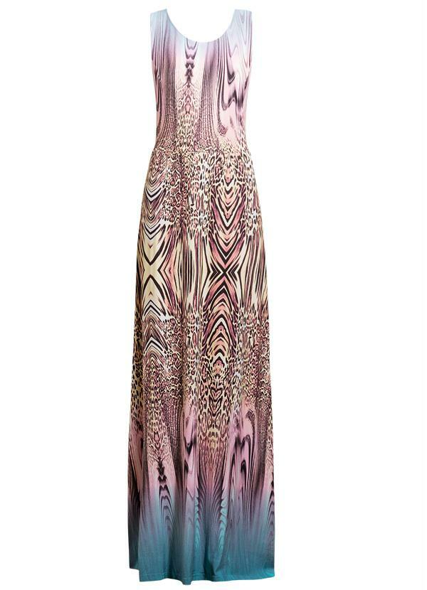 Quintess - Vestido Longo Decote Profundo Costas Estampado 4