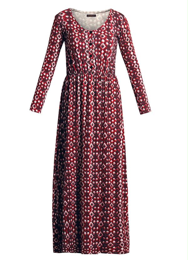 Quintess - Vestido Longo Decote V Estampa de Gravataria 5