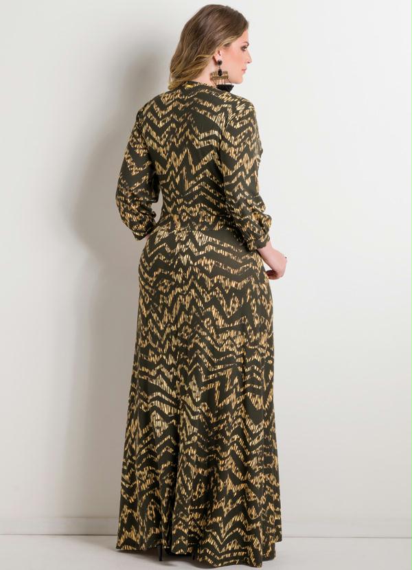 Quintess - Vestido Longo Estampa Chevron Plus Size 2