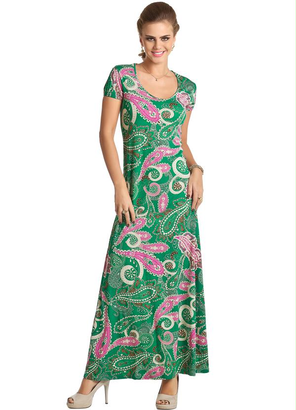 Moda Pop - Vestido Longo Estampa de Lenço