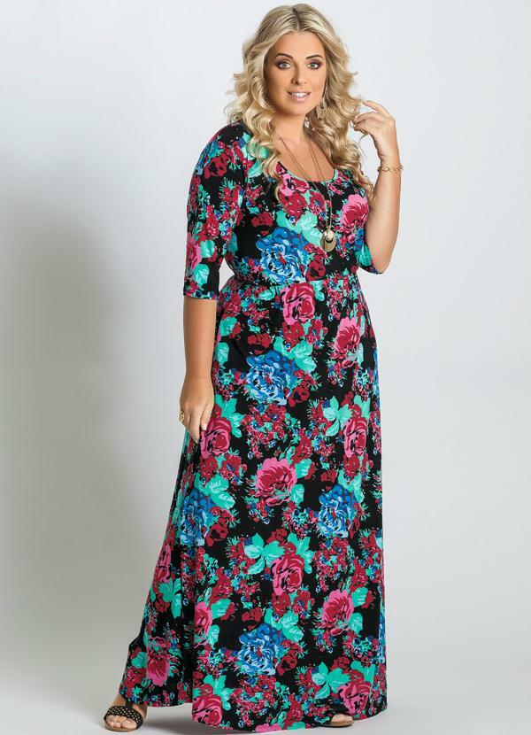 Marguerite - Vestido Longo Estampa Floral Plus Size