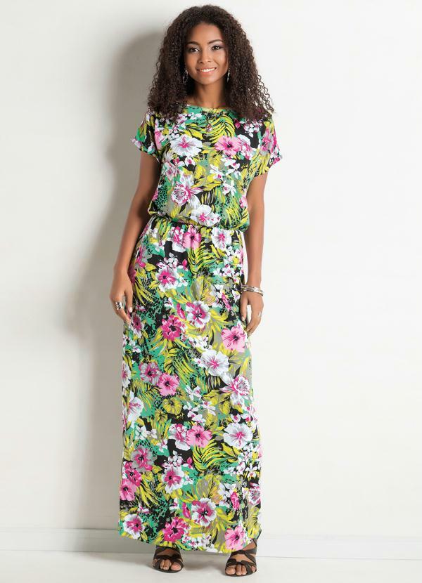 Outlet - Vestido Longo Estampa Flores