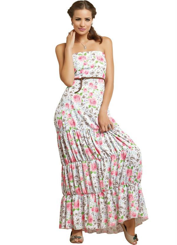 Outlet - Vestido Longo Estampado Tomara que Caia