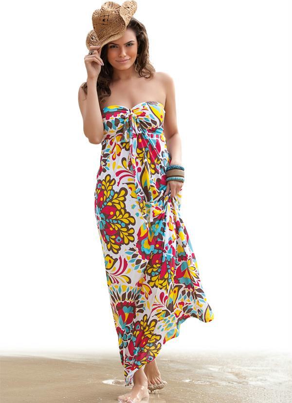 Quintess - Vestido Longo Estampado Tomara-Que-Caia