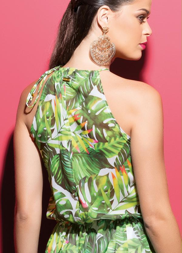 Quintess - Vestido Longo Folhagens com Leve Transparência 4