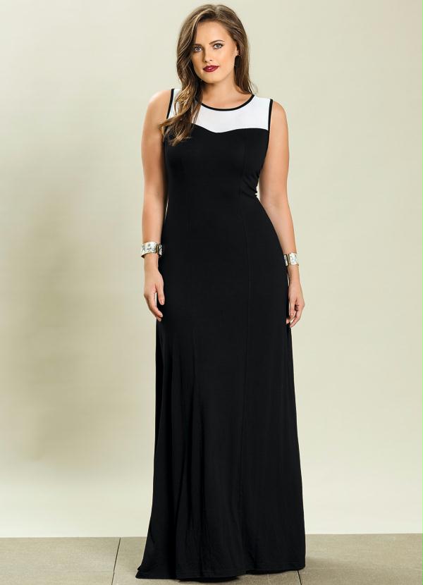 Quintess - Vestido Longo Preto Plus Size