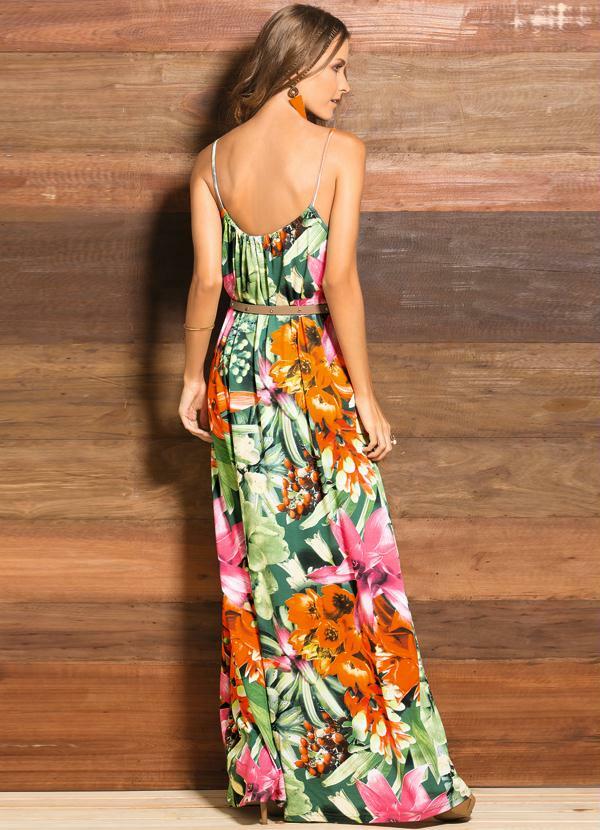 Quintess - Vestido Longo Tropical com Alça 2