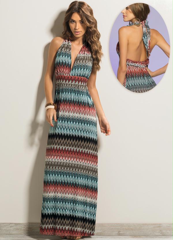 Quintess - Vestido Longo Zig Zag