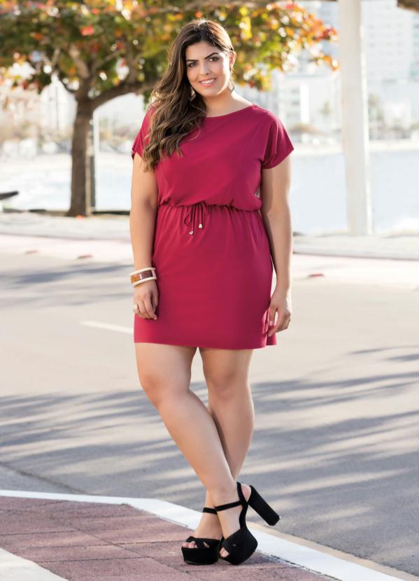 Marguerite - Vestido Manga Curta Plus Size Bordô 3