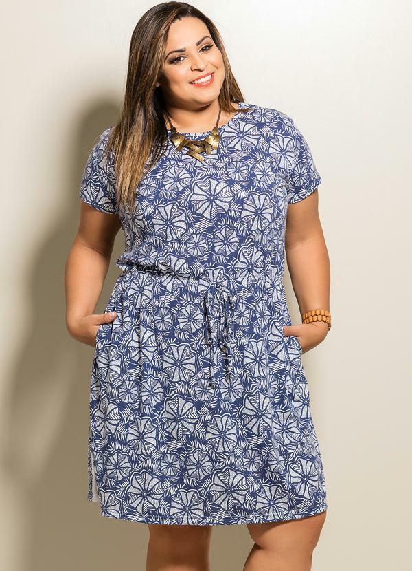 Marguerite - Vestido Manga Curta Plus Size Estampado
