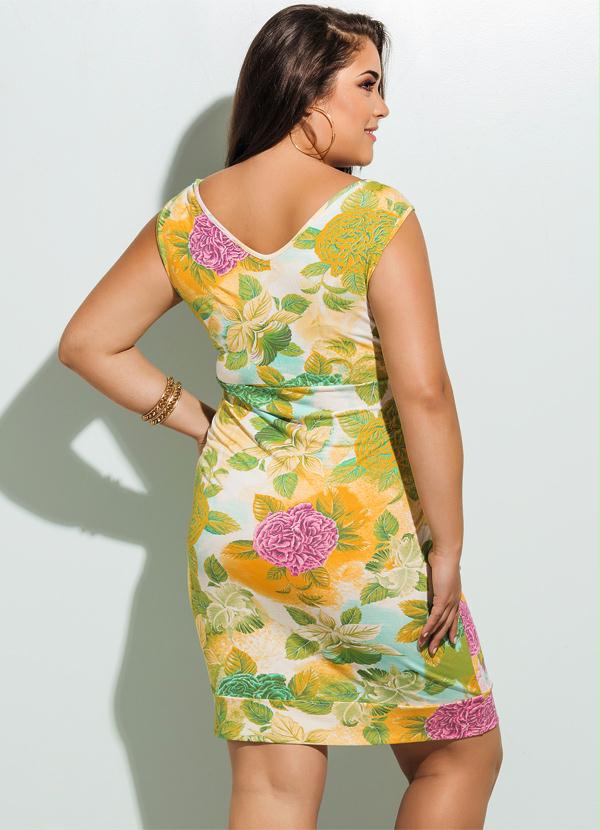 Quintess - Vestido Manga Curta Plus Size Floral 2