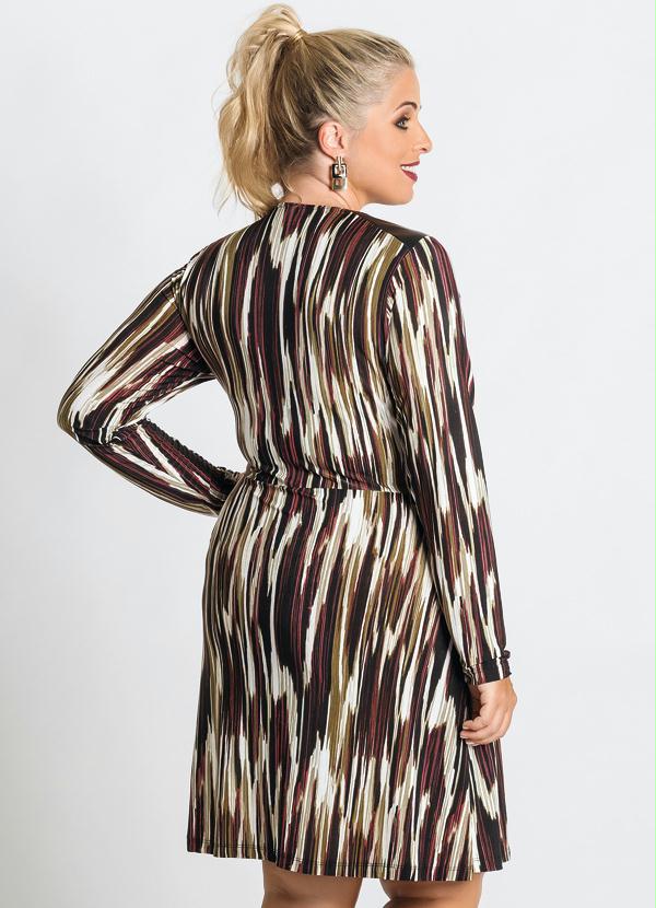 Marguerite - Vestido Manga Longa Estampa Abstrata Plus Size 2