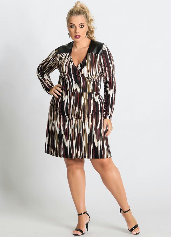 Marguerite - Vestido Manga Longa Estampa Abstrata Plus Size 3