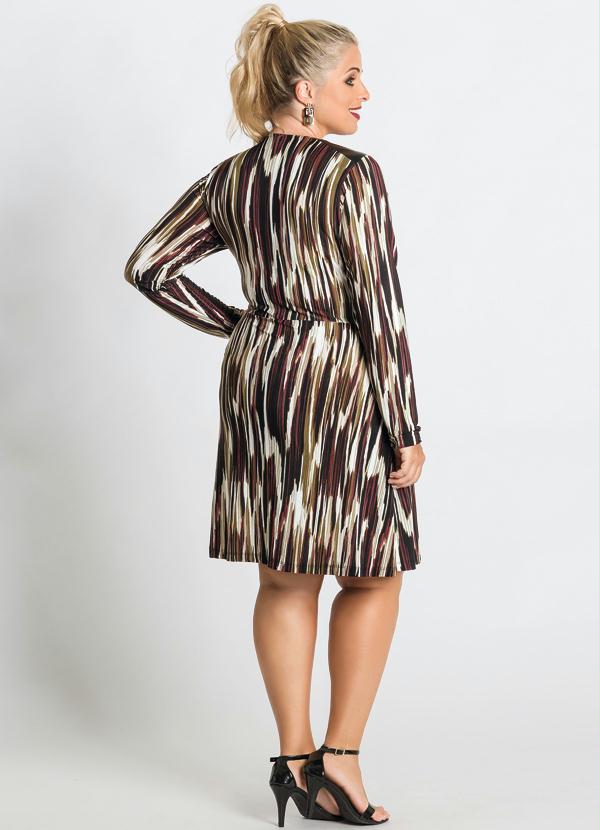 Marguerite - Vestido Manga Longa Estampa Abstrata Plus Size 4