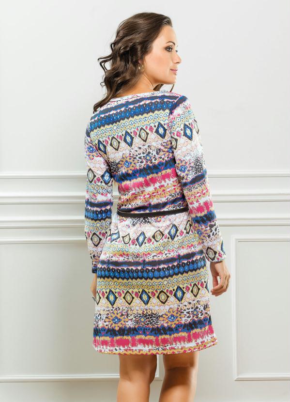 Outlet - Vestido Manga Longa Estampa Étnica 2