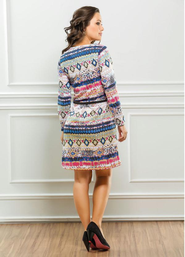 Outlet - Vestido Manga Longa Estampa Étnica 4