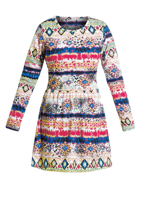 Outlet - Vestido Manga Longa Estampa Étnica 8
