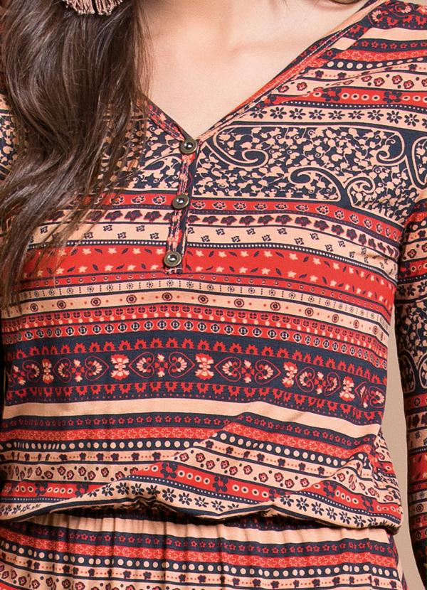 Quintess - Vestido Manga Longa Estampa Étnica 3