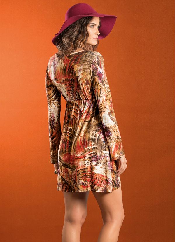 Quintess - Vestido Manga Longa Estampa Folk 2