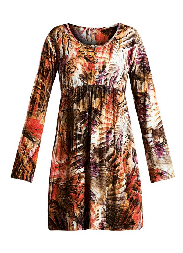 Quintess - Vestido Manga Longa Estampa Folk 5