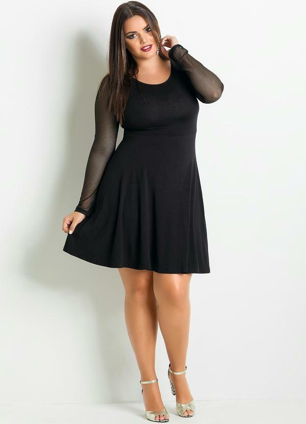 vestido de manga plus size
