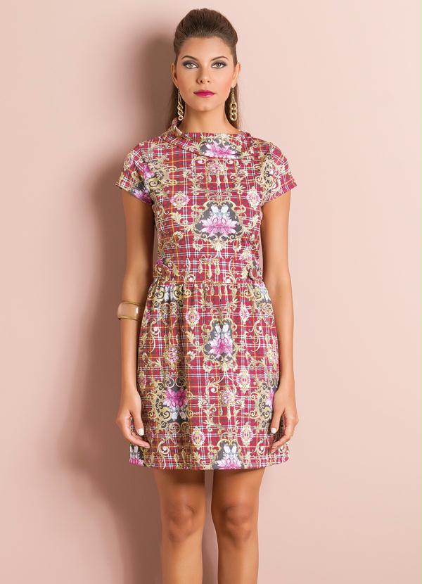 Outlet - Vestido Mix Estampa Curto