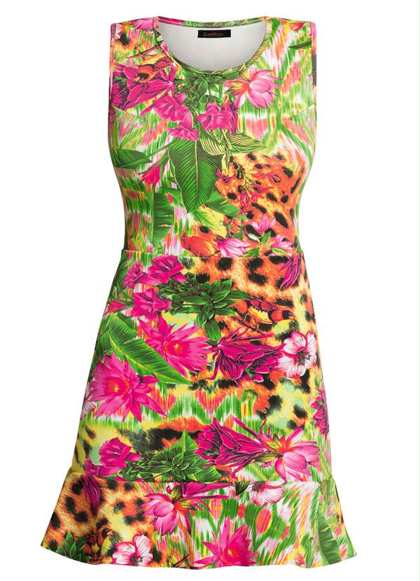 Quintess - Vestido Neoprene Mix Floral e Animal Print 5