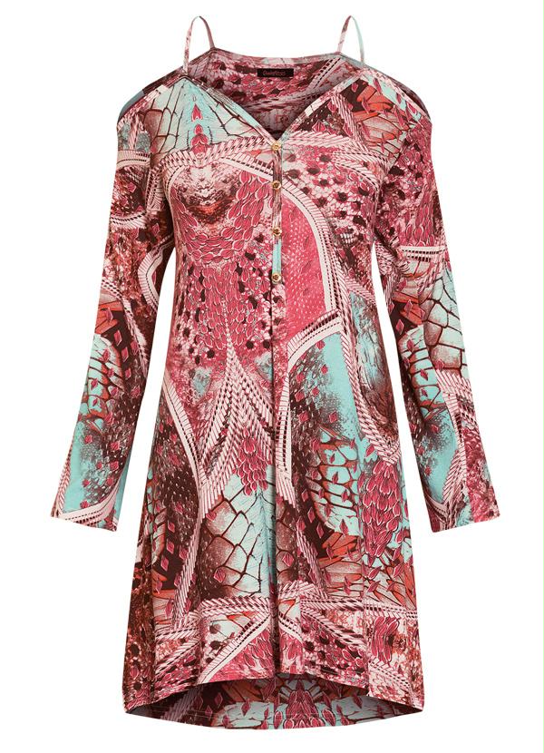 Quintess - Vestido Ombro Vazado Estampado 6