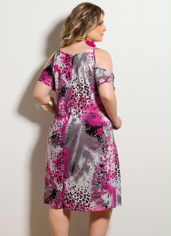 Quintess - Vestido Ombros Vazados Animal Print Plus Size 2