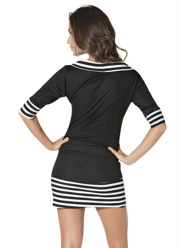 Outlet - Vestido Preto com Listras 2