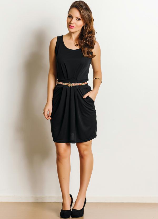 Outlet - Vestido Preto Detalhe com Bolso 4