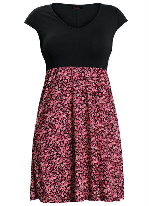 Quintess - Vestido Preto Estampa Flores Plus Size 5