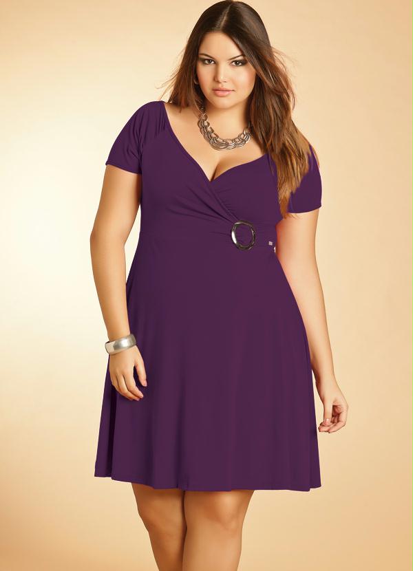 Quintess - Vestido Roxo com Decote Transpassado