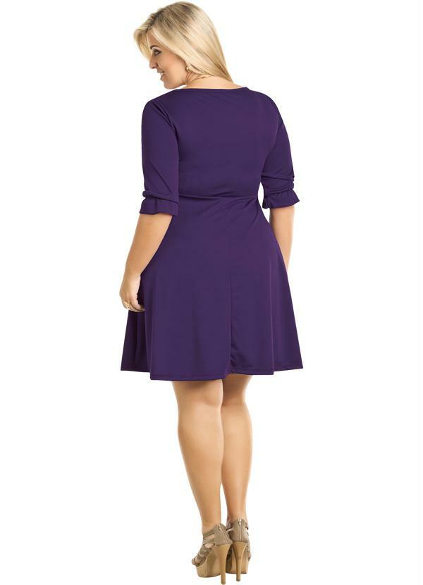 Marguerite - Vestido Roxo com Mangas 3/4 5