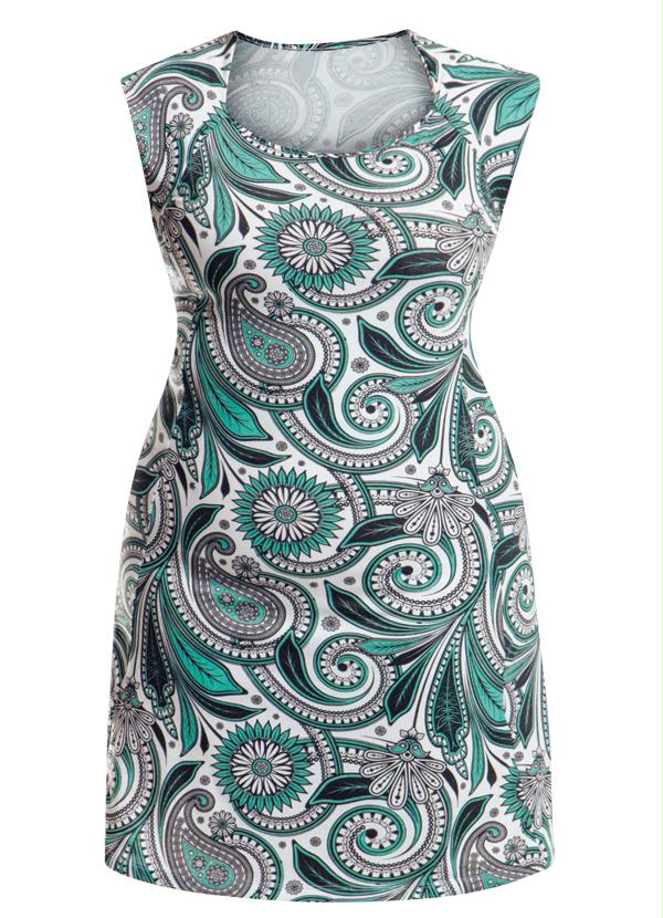 Marguerite - Vestido sem Mangas Estampa Paisley Plus Size 5