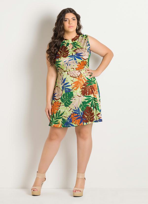 Marguerite - Vestido sem Mangas Estampa Tropical Plus Size 4