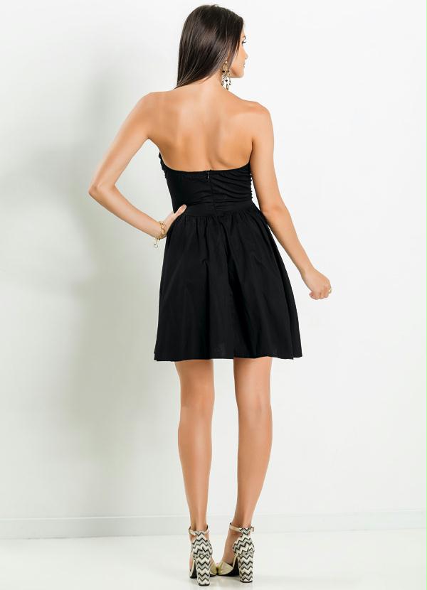 Quintess - Vestido Tomara que Caia Franzido Preto 4