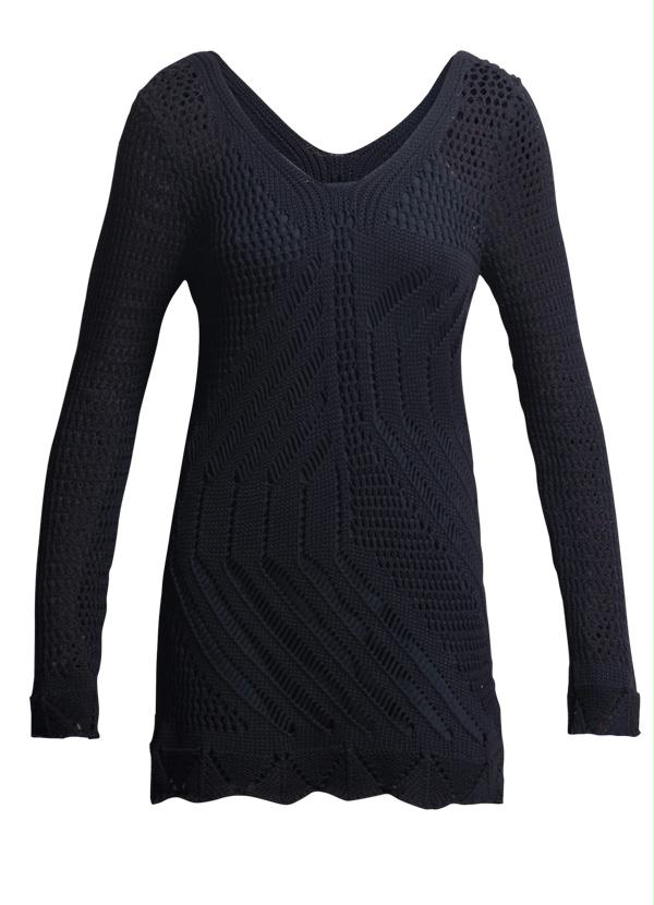 Outlet - Vestido Tricô Decote V Preto 6