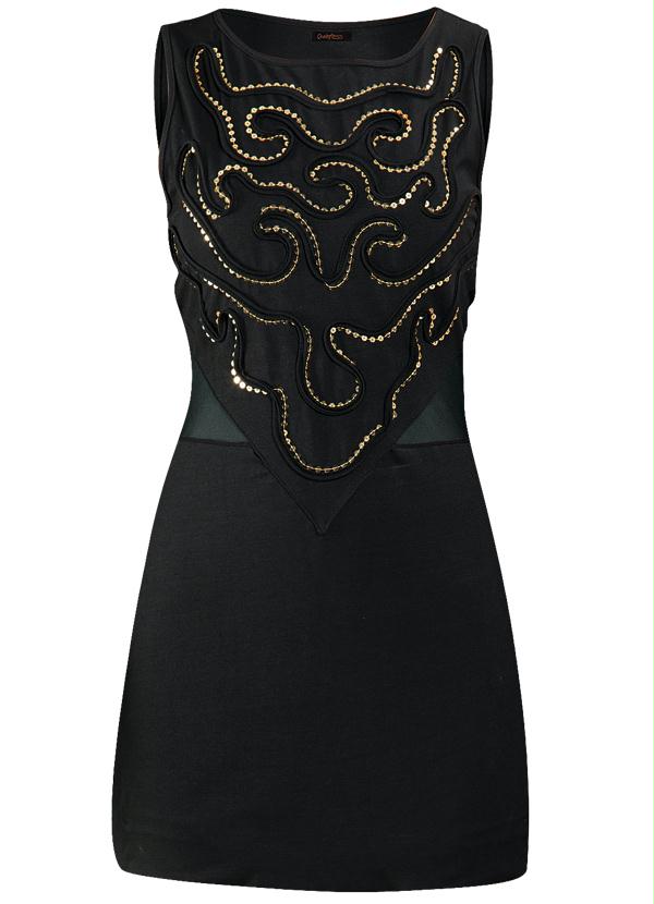 Quintess - Vestido Tubinho Bordado Preto 6