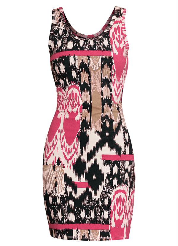 Quintess - Vestido Tubinho Estampa Abstrata 5