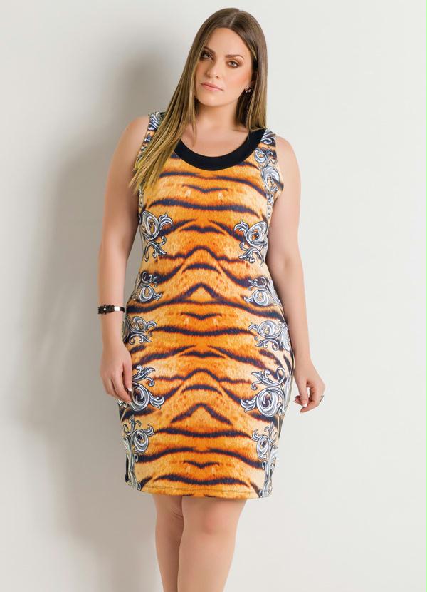 Quintess - Vestido Tubinho Mix Animal Print Plus Size 1