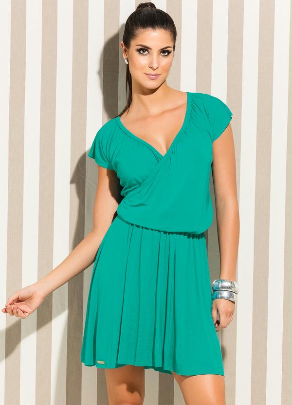 Quintess - Vestido Turquesa com Decote Transpassado