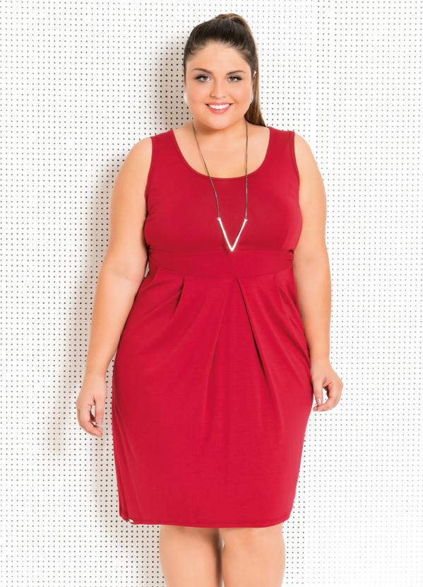 Quintess - Vestido Vermelho com Drapeado Frontal