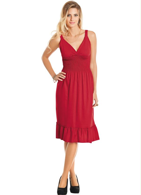 Outlet - Vestido Vermelho Decote em V