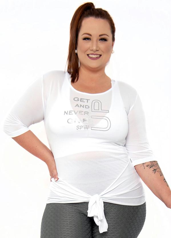 Sporting Way Fitness - Blusa T-Shirt Plus Size Tapa Bumbum Branco